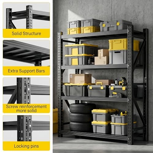 Nexvrtau Heavy Duty Garage Shelving, 46" W x 20" D x 71" H, 3500 LBS Capacity, 4-Tier Adjustable Metal Storage Shelves, Reinforced Steel Storage Rack for Garage, Basement, Utility Room - Thumbnail 4