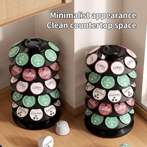 TOMSHUB K Cup Holder, Coffee Pod Holder for Keurig Pods - 40 Capsule Spinning Organizer with 360° Turntable, Also Fits Nescafé Dolce Gusto Pods, Space Saving for Kitchen Counter & Office - Thumbnail 6