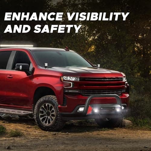 Partree Bull Bar Fit for Chevy Silverado 1500/GMC Sierra 1500 2019-2025 with LED Light & w/License Plate Bracket DIY Paintable Truck Front Bumper Brush Push Bar Front Grille Guard Protector - Thumbnail 5