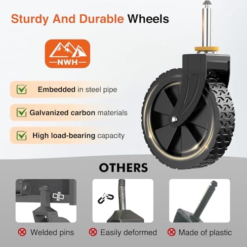 NWH Collapsible Wagon Cart with Wheels Foldable, 360LBS Large Capacity Portable Folding Utility Heavy Duty Beach Wagons Cart with All-Terrain Wheels for Groceries Shopping, Camping, Sports, Garden - Thumbnail 4