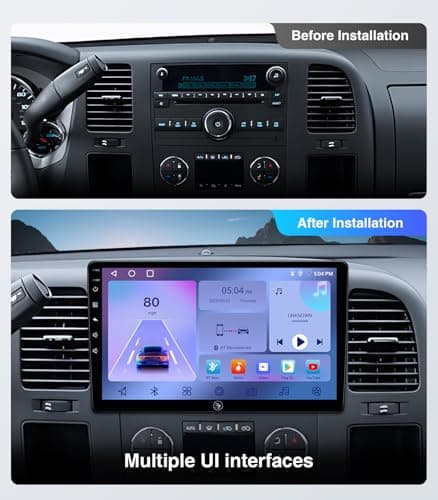 Touchscreen Car Stereo Radio Upgrade for Chevy Silverado 2007-2013 GMC Sierra Yukon Buick Enclave Replacement Head Unit Installation Kit Built in CarPlay Android Auto(10" 2G+64G) - Thumbnail 2