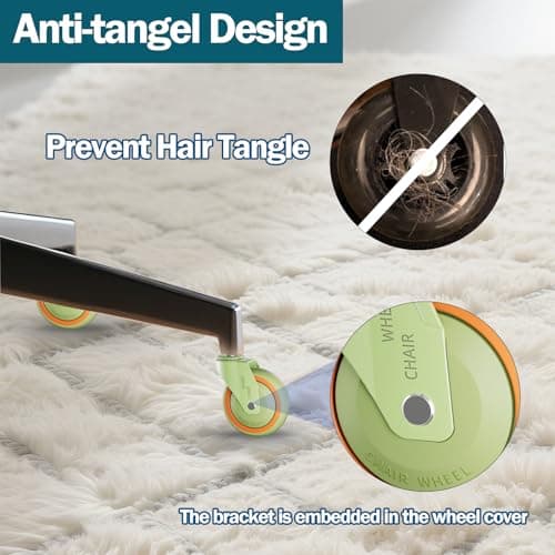 TESUMI Tangle-Free Office Chair Wheels Replace Office Chair Mats, 11mm Universal Fit Hard PA Wheels 3" Inch Heavy Duty Gaming Desk Computer Chair Caster Wheels for Carpet Floor - Set of 5 （Green） - Thumbnail 5