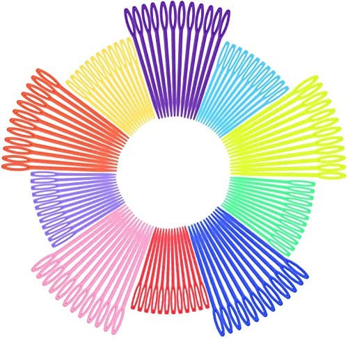 200pcs Plastic Sewing Needles, iFergoo 3.5" Colorful Large Eye Crafts Needles and 2.75" Kids Safety Learning Needles for DIY Sewing Handmade Crafts, Kid Weave Education (200pcs in 10 Colors) - Image 1