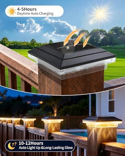 BRIMAX 6 Pack 4x4 Solar Fence Lights Outdoor,3 Modes,16 LEDs Bright,IP65 - Thumbnail 3