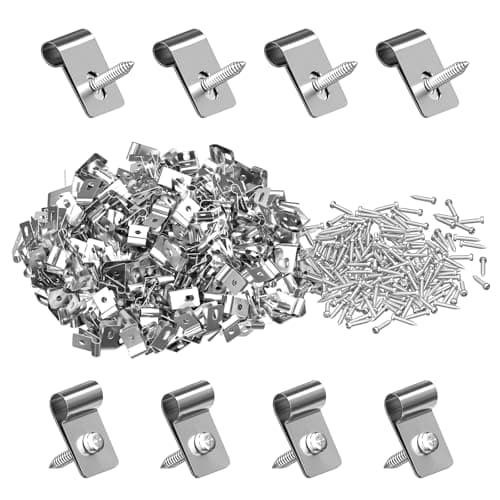 DfuGift [with 100 Screws] 100 Pack Stainless Steel Wire Fence Clips, Heavy Duty Fencing Mounting Fasteners for 12-16 Gauge Welded Wire, Rust-Resistant Clips for Wood, Metal or Vinyl Posts