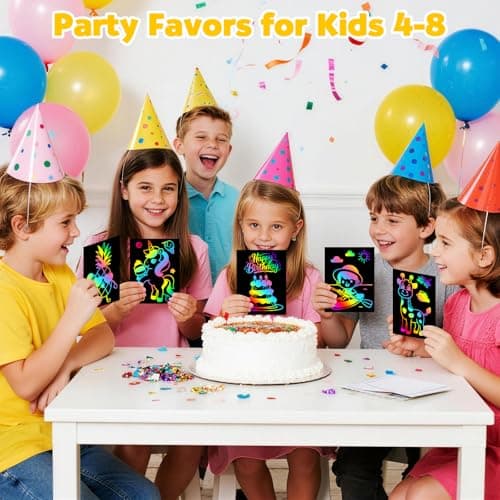 ZMLM Scratch Paper Art Set: 60 Pcs Magic Art Craft Kid Return Gifts Scratch Paper Supplies Toddler Preschool Learning Toys for Age 3 4 5 6 7 8 Girls Boys Birthday Activities Party Favors - Thumbnail 3