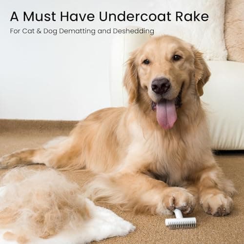 aumuca Undercoat Rake for Dogs & Cats – Deshedder & Grooming Brush – Dog Brush & Cat Brush for Long or Short Hair – Dematting Comb for Matted Fur, Kitten, Puppy, Rabbit, Horse - Thumbnail 3