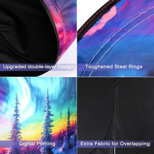 Windshield Sun Shade - Windshield Sun Shade Foldable, Car Sun Shade Windshield Keeps Interior Cool, Foldable Sunshade for Car Windshield with Storage Bag for Cars, SUVs, 55'' x 32'' - Thumbnail 4