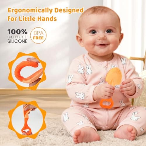 Gardening Tools Baby Teething Toys, Baby Essentials, Shovel & Rake Teething Toys for 3-6 6-12 Months, Food Grade Silicone Teether Infant Toy,First Gifts Christmas Stocking Stuffers for Babies BPA Free - Thumbnail 2