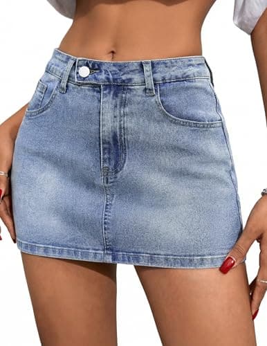 Zelroxa Jean Skirts for Women Denim Mini Skirt Skort with Shorts Underneath Y2k Low Rise Stretch 2026 Summer Casual Trendy Outfits Faldas de mezclilla para Mujer - Image 1
