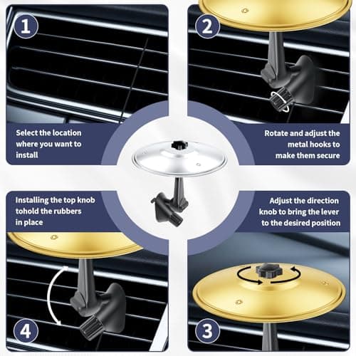 Easter Gifts, Mini Cymbal, Car Air Vent Mini Drum Crash Cymbal, Funny Musical Instruments Gadget for Drummer Music Lovers Gift, Suitable for all Types of Vehicles, Gold - Thumbnail 5