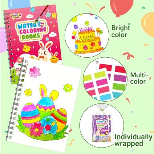 FEREDO KIDS Easter Coloring Books Party Favors for Kids - 24 Pack Mini Water Coloring Books for Kids, Easter Basket Stuffers Students Classroom Gifts Bulk, Birthday Return Gifts Party Favors Bulk - Thumbnail 5