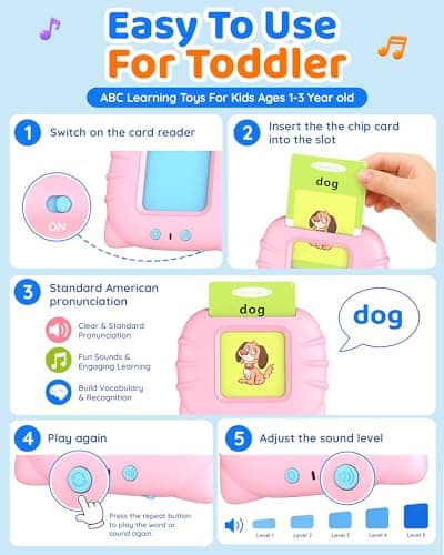 Aullsaty Toddler Toys Talking Flash Cards for 1 2 3 4 5 6 Year Old Boys and Girls, Autism Sensory Toys for Autistic Children, Learning Educational Montessori Speech Therapy 248 Sight Words Kids Gifts - Thumbnail 4