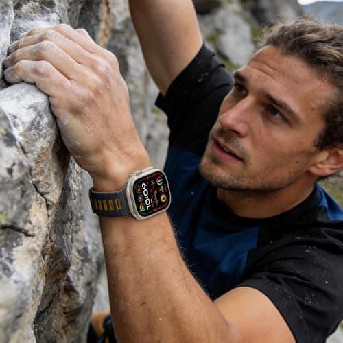 Odbeai Magnetic Sport Band Compatible with Apple Watch Ultra 3 2/Ultra Band for Men 49mm 46mm 45mm 44mm 42mm,Strong Magnet Soft Silicone Strap for iWatch Series 11 10 9-1 SE,Anthracite/Earthy Yellow - Thumbnail 5