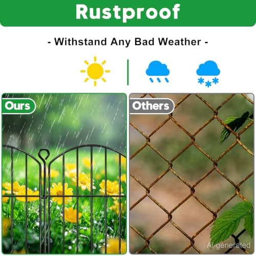 Decorative Garden Fence 17in (H) x10ft (L), Arched Rustproof Metal No Dig Fence for Dogs & Rabbit, Ornamental Animal Barrier for Flower Beds, Border Panels Fencing for Yard & Patio Outdoor Decor - Thumbnail 6