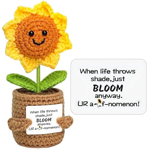 Crochet Sunflower Teacher Gifts for Women Men, Emotional Support Teacher Appreciation Gift for Best Friend Sister and Coworker, Cool Birthday Gift for Teens Girls Boys, Encouragement Gifts for Women - Image 1