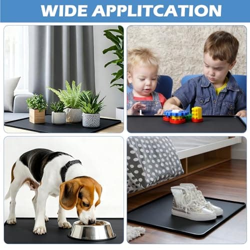 Washer And Dryer Topper Protector Silicone Mat 24"X19.7" Waterproof Washing Machine Top Cover with Raised Edges Non-Slip Laundry Countertop for Washer Dryer， Black - Thumbnail 4