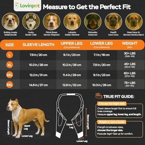 LovinPet Dog Front Leg Warmers for Medium Large Dogs, Double-Sided Fleece Elbow & Knee Sleeve, Adjustable Recovery Leg Protector, Anti-Lick, Anti-Chafe, Cold Weather Keep Warm, Red, XL - Thumbnail 3