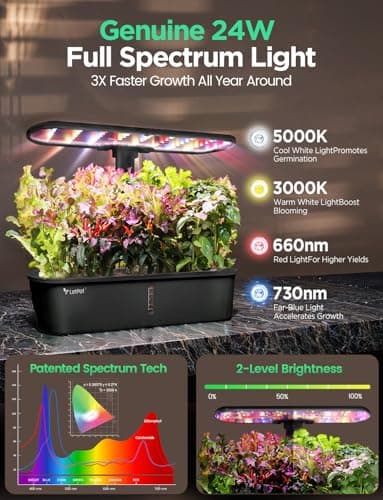 LETPOT LPH-Air Hydroponics Growing System Kits, APP & WiFi Controlled Smart Indoor Garden with 24W Grow Light Full Spectrum, 10 Pods Planter Indoor Gardening for Gifts, Kitchen, Vegetable (Black) - Thumbnail 4