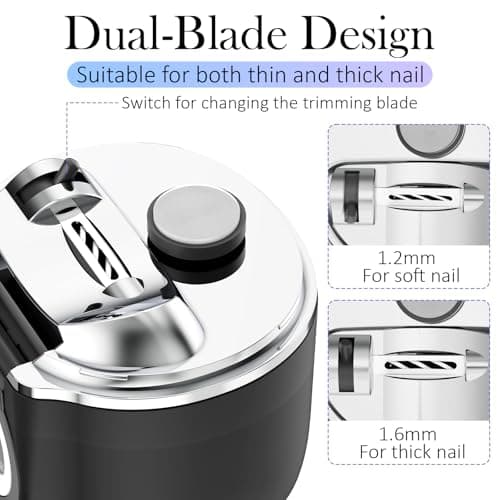 YunLuna 2026 New Electric Nail Clipper, 3-Speed Fingernail Trimmer with Magnifying Glass & Adjustable Trim Slot, Automatic Nail Clipper/Polisher/Grinder with Light Safe for Seniors Adults Kids, Black - Thumbnail 2