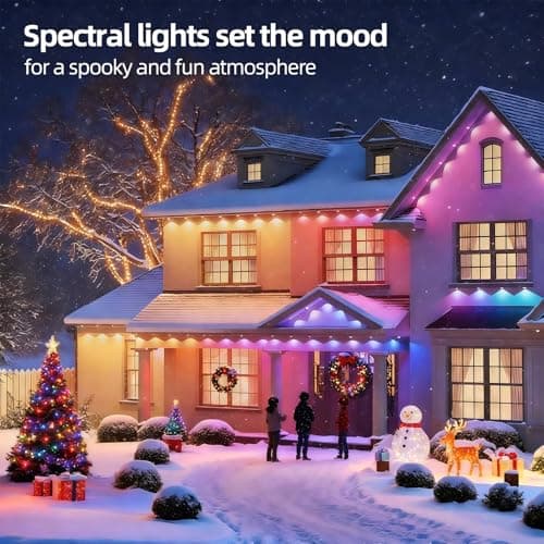 AHAWILL Permanent Outdoor RGB Lights with IP67 Waterproof, Smart Outdoor String Lights Remote Control, Eaves Lights with App, Daily and Accent Lighting for Halloween,Christmas Holiday Decor(200ft) - Thumbnail 2