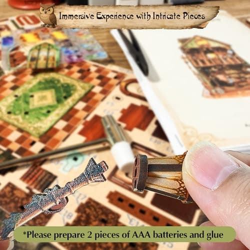 Soothee DIY Book Nook Kit | Miniature House Kit with LED Lights | 3D Wooden Puzzles for Adults & Teens | Creative Model Building Kit | Unique Bookshelf Decor & Gift for Craft Lovers | Owl Library - Thumbnail 6