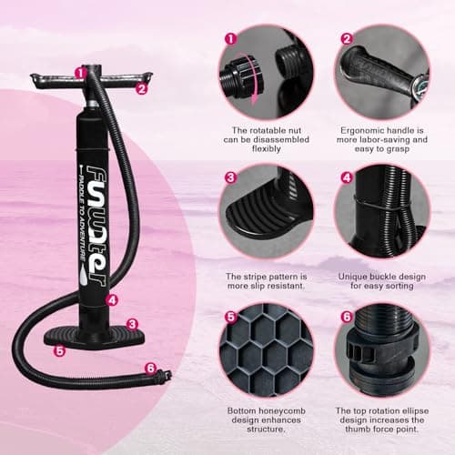 FunWater Inflatable 10'6×33"×6" Ultra-Light SUP for All Skill Levels Everything Included with Stand Up Paddle Board, Adj Paddle, Pump, ISUP Travel Backpack, Leash, Waterproof Bag - Thumbnail 6