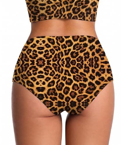 COCOPEAR V Cut Mid Rise Bikini Bottoms for Women Cross Front Bathing Suit Bottoms for Women Floral 2571 XL - Thumbnail 5