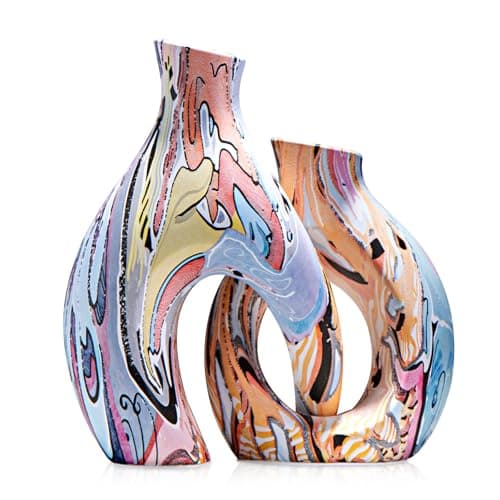Ceramic Flower Vases Set of 2, Centerpieces for Tables by TZIZO - Image 1
