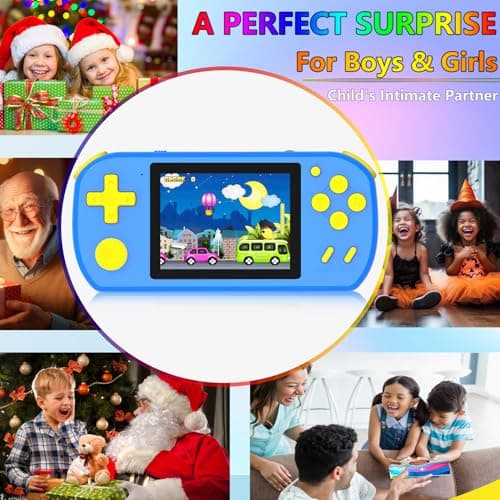 TEBIYOU Handheld Games for Kids Built-in 218 Video Games, Portable Kids Travel Toys for Ages 4-13 with Rechargeable Battery 3.0" HD Screen, Mini Gaming Player Birthday Gifts for Boys Girls (Blue) - Thumbnail 6