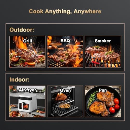 Wireless Meat Thermometer Digital - 800FT Stable Bluetooth Food Thermometer for Cooking, NIST 0.5F Accuracy, Wireless Meat Probe for Kitchen Grill BBQ Oven Smoker - Thumbnail 6