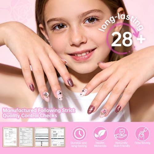Ranrose 390pcs Extra Short Almond Nail Tips for Girls12-16 Years Old, 13 Sizes Pre-Shaped Soft Gel Press on Nails for Kids Natural Fit for DIY Nail Tips Art for School, Parties, Holidays,Dress Up - Thumbnail 4