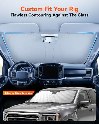 WOLFBOX Car Windshield Sun Shade for SUVs Trucks Sedans 69''x35'' - Thumbnail 3