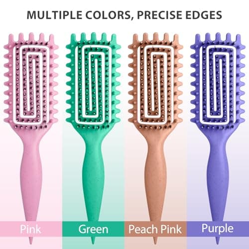 Inpoipsor Curly Hair Brush, Curl Defining Brush for Women and Men, Effortless Detangling and Shaping for Curls, Waves and Coils, Reduces Pulling, Smooth Results (Pink) - Thumbnail 6