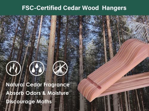 StorageWorks Cedar Wood Clothes Hanger 20 Pack, Wooden Coat Hangers for Shirts, Jackets, Pants, Suits, Sweaters - Thumbnail 6