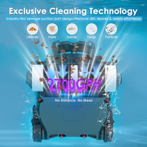 Cordless Robotic Pool Cleaner, Wall Climbing, Lightweight, Extended Battery Life, 8L Large Capacity, Advanced Dual-Motor, X1 Auto Pool Vacuum for Inground & Above Ground Pools Up to 1100 Sq.Ft, Purple - Thumbnail 3