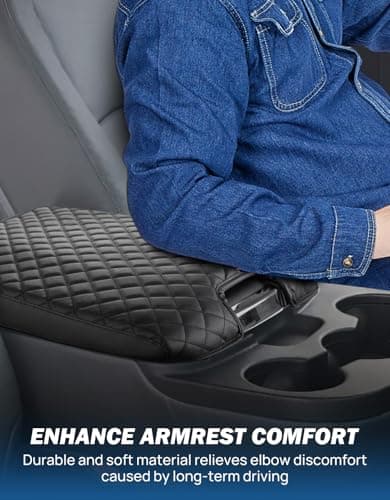 JOYTUTUS Center Console Cover Compatible with 2013-2018 Ram 1500 & 2013-2026 Ram 2500/3500/1500 Classic Model Jump Seat Console, Leather Arm Rest Armrest Cover for Car, Middle Console Cover Lid - Thumbnail 4