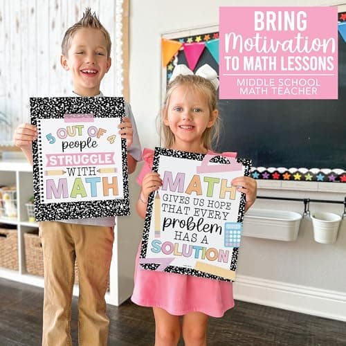 Hadley Designs Math Motivational Posters - 6 Math Posters for Middle School, Elementary School & High School Classroom Must Haves, Teacher Supply for Bulletin Board Set and Composition Classroom Decor - Thumbnail 2