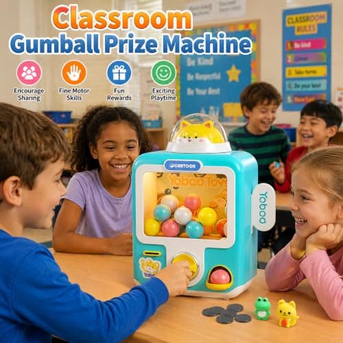 Skirfy Gumball Machine for Kids with 10 Empty Eggs Capsule Vending Machine Erasers Operated Gumball Prize Machine Maker Game Claws Machine Game Sensory Toys Dolls Gifts（Blue） - Thumbnail 3
