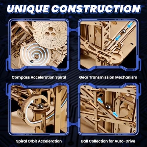 Uplike 3D Wooden Puzzles for Adults: 330 pcs 3D Mechanical Wood Marble Run with Roller Coaster Model Kit for Brian Teaser to Build - Christmas Hobbies Craft Kits Puzzles for Adults Home Decor Gifts - Thumbnail 6