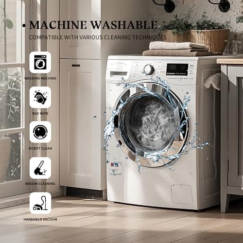 Ruicharm Washable Living Room Rug: 9x12 Boho Vintage Soft Area Rug for Bedroom Decor - Oriental Low Pile Thin Carpet for Dining Room Non-Slip - Farmhouse Stain Resistant Rugs - Grey - Thumbnail 5