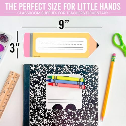 Hadley Designs Desk Name Tags for Classroom - 36 Student Desk Name Plates for Classroom Decor, 9x3 Pastel Nametags Cubby Labels Teacher Supplies, 1st 2nd 3rd Grade Kindergarten Preschool Must Haves - Thumbnail 2