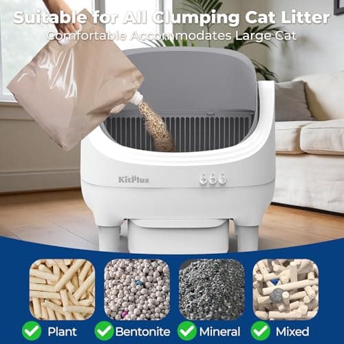 Self Cleaning Litter Box, Automatic Cat Litter Box-APP Control, Open-Design Electric Litter Box, Safety Anti-Pinch, Odor-Free Waste Disposal Includes Trash Bags, Suitable for Multiple Cats, White - Thumbnail 6