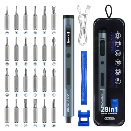 Electric Precision Screwdriver for Phone & Laptop Repair –28-in-1 Cordless Screwdriver Rechargeable Set, S2 Steel Bits, Type-C Fast Charging, for Electronics Precision Repair (Grey) - Image 1