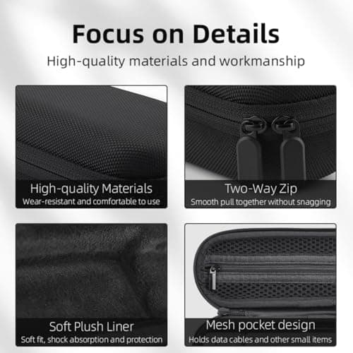 Flymile Carrying Case for DJI OSMO Pocket 3, Portable Nylon Storage Small Protector Hard Bag for Xtra Muse, Pocket 3 Protective With Carabiner & Wrist Strap Accessories(Black) - Thumbnail 6