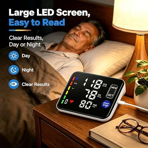 GUAEVER Blood Pressure Monitor Rechargeable Upper Arm Blood Pressure Monitors for Home Use Large Screen Bp Machine with 8.7"-16.5" Bp Cuff, 2x120 Memory, Voice Broadcast Bp Monitor (Black) - Thumbnail 4