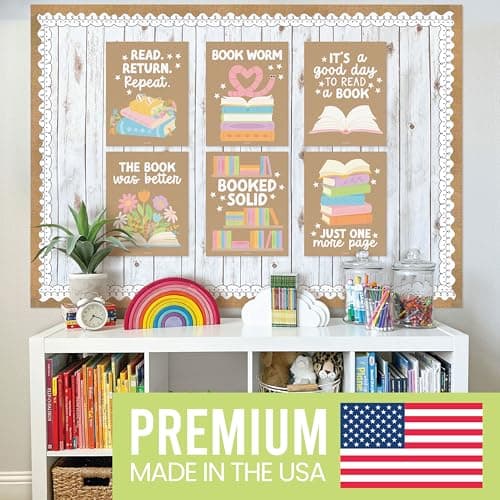 Hadley Designs Reading Posters for Classroom Elementary and Library Decor - 6 Reading Corner Decor for Classroom Decorations, Reading Strategies Library Posters, Kraft Bulletin Board Decorations - Thumbnail 3