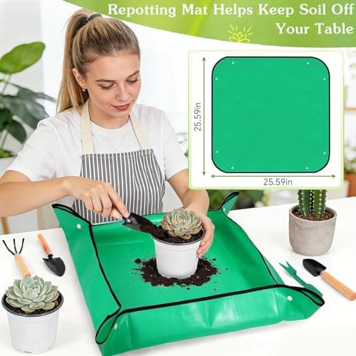 Gardening Tool Set, 18PCS Bonsai Tool Set for Succulents, Herbs & Indoor Plants, Mini Garden Tools with Repotting Mat, Gloves, Pruner, Plant Ties & Labels, Garden Starter Kit for Beginners - Thumbnail 4