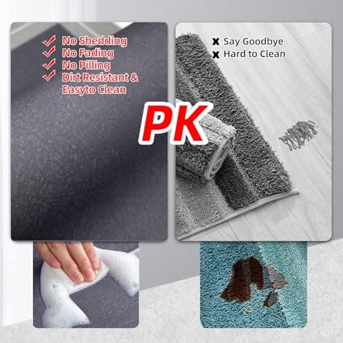 Large Bath Mat Rug, Rubber Non Slip Bath Mat Super Absorbent Quick Dry Bathroom Floor Mat Thin Bathroom Rugs Fit Under Door-Shower Rug for in Front of Bathtub Shower, Grey, Easy to clean, 23.6"x35.4" - Thumbnail 5