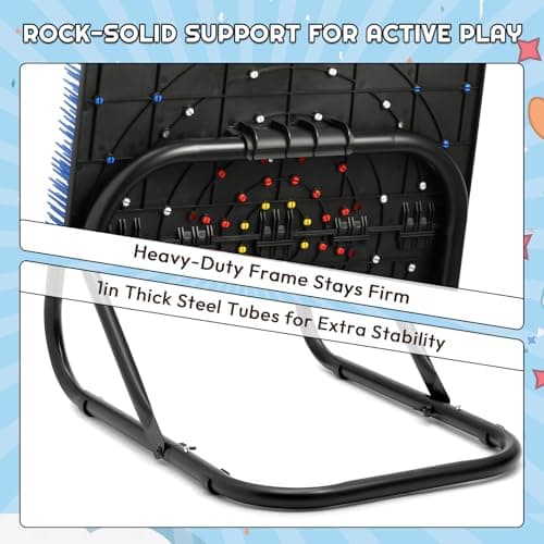 A11N SPORTS Axe Throwing Game with Steel Frame and Bristle Target, Safe Indoor Outdoor Target Game Set, Adjustable Height Yard Game with Axes & Stars for Backyard, Lawn, or Party Play (Blue/Red) - Thumbnail 4
